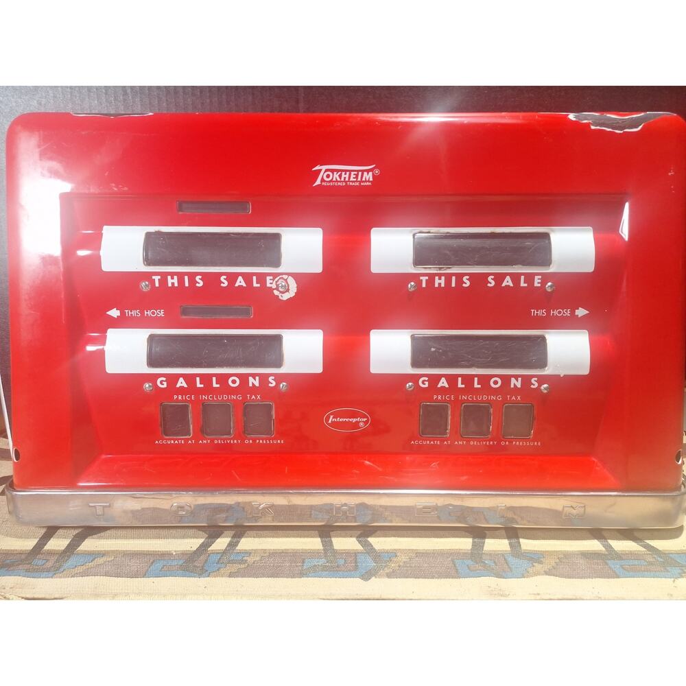 Tokheim Interceptor Gas Pump Face Panel Petroliana Display 26" - Excellent Cond.